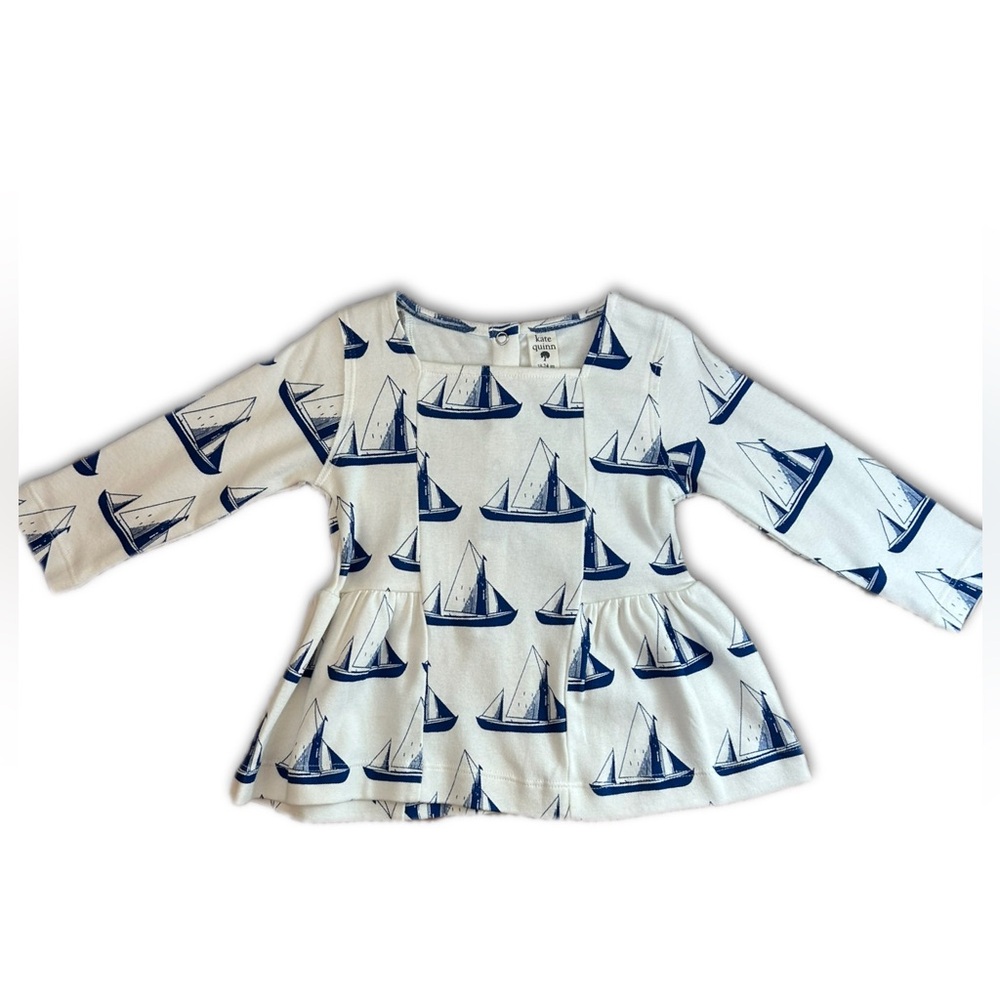 Kate Quinn New with Tags Nautical Blue and White Kids cotton interlock shirt